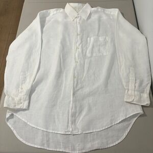 Banana Republic Mens 100% Irish Linen Long Sleeve Button Down Shirt White Size L